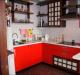 Kırmızı mutfak: etkileyici ve aydınlık iç mekan